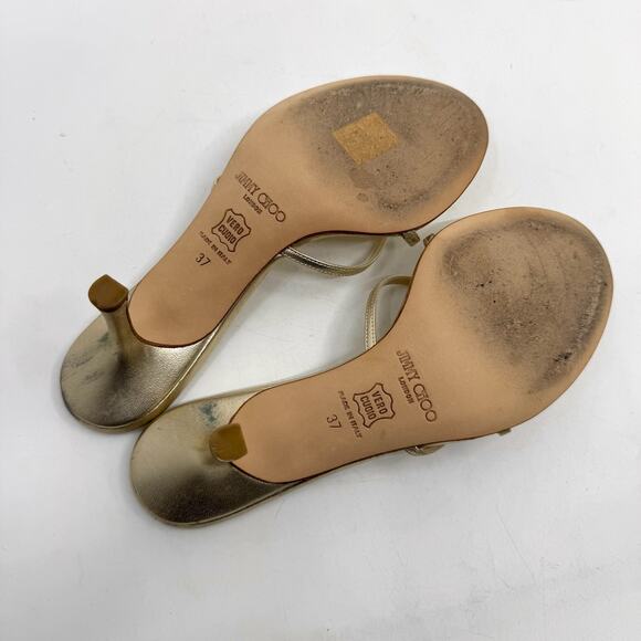 Vintage Y2K JIMMY CHOO ‘Nimbus’ Gold Metallic Kitten Heels - Picture 7 of 11